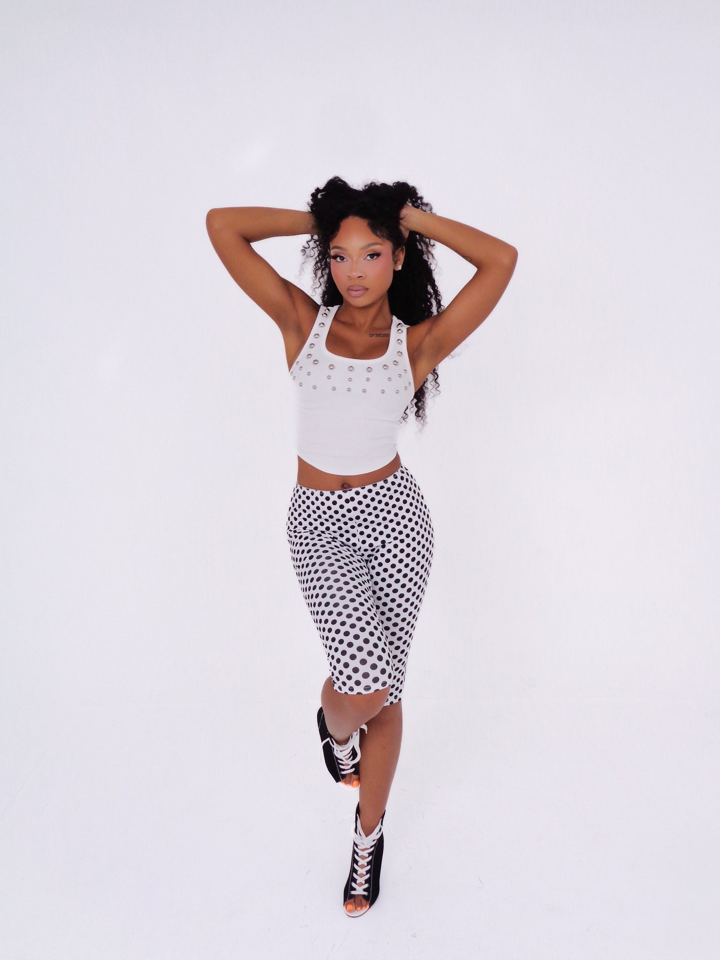 Studded Ribbed Crop Tank Top