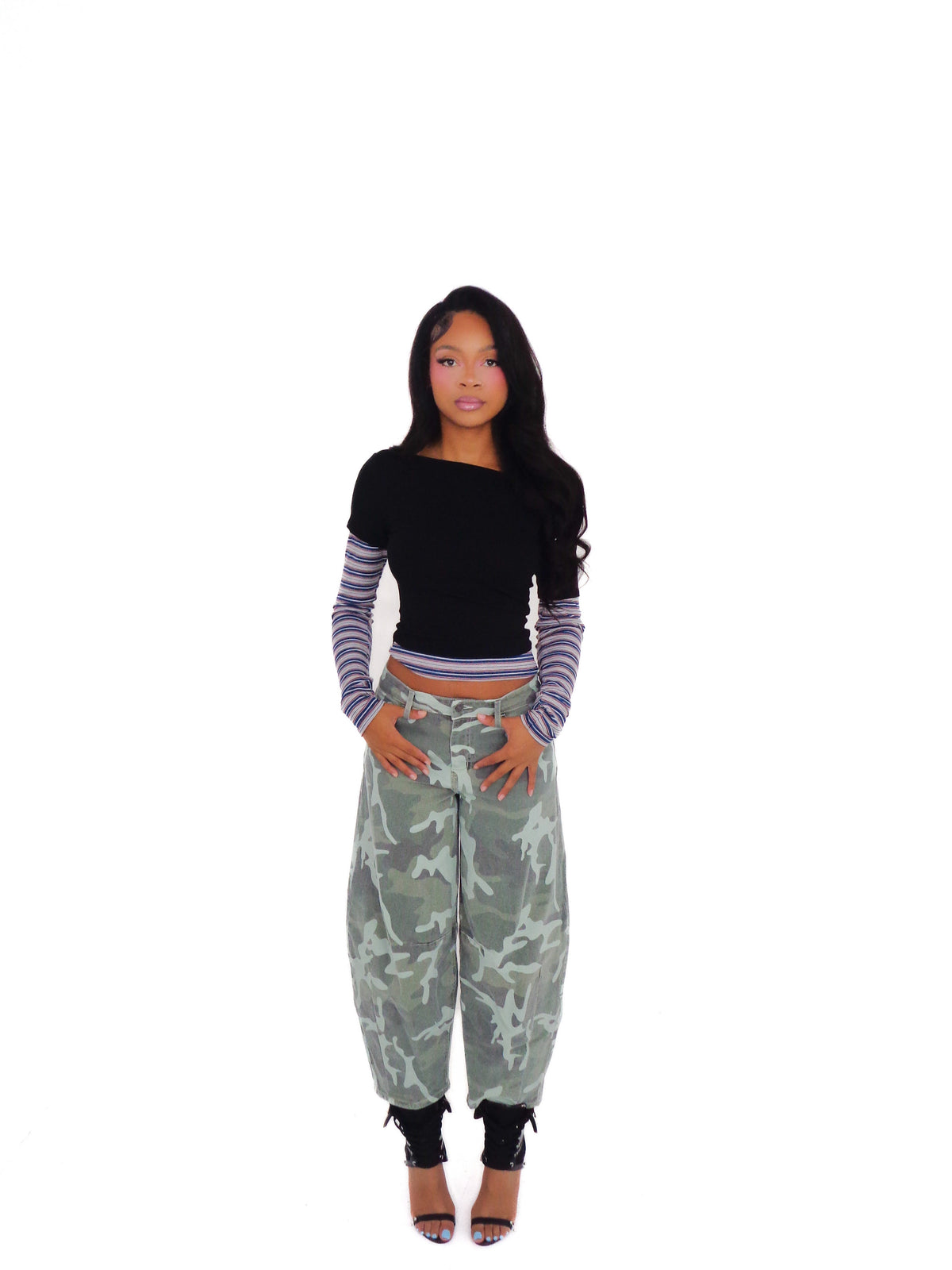 Camo Barrel Crop Jeans