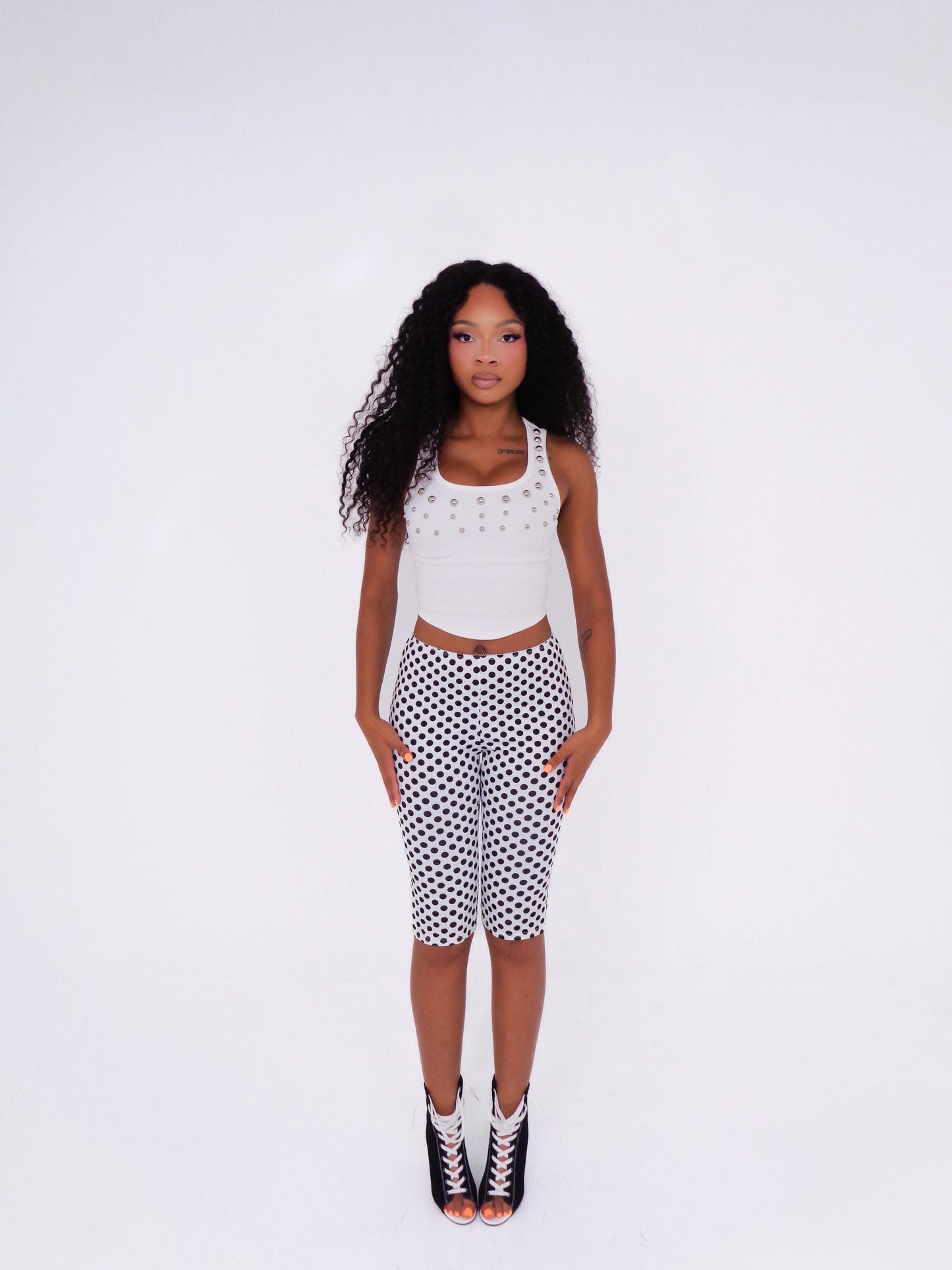 Studded Ribbed Crop Tank Top