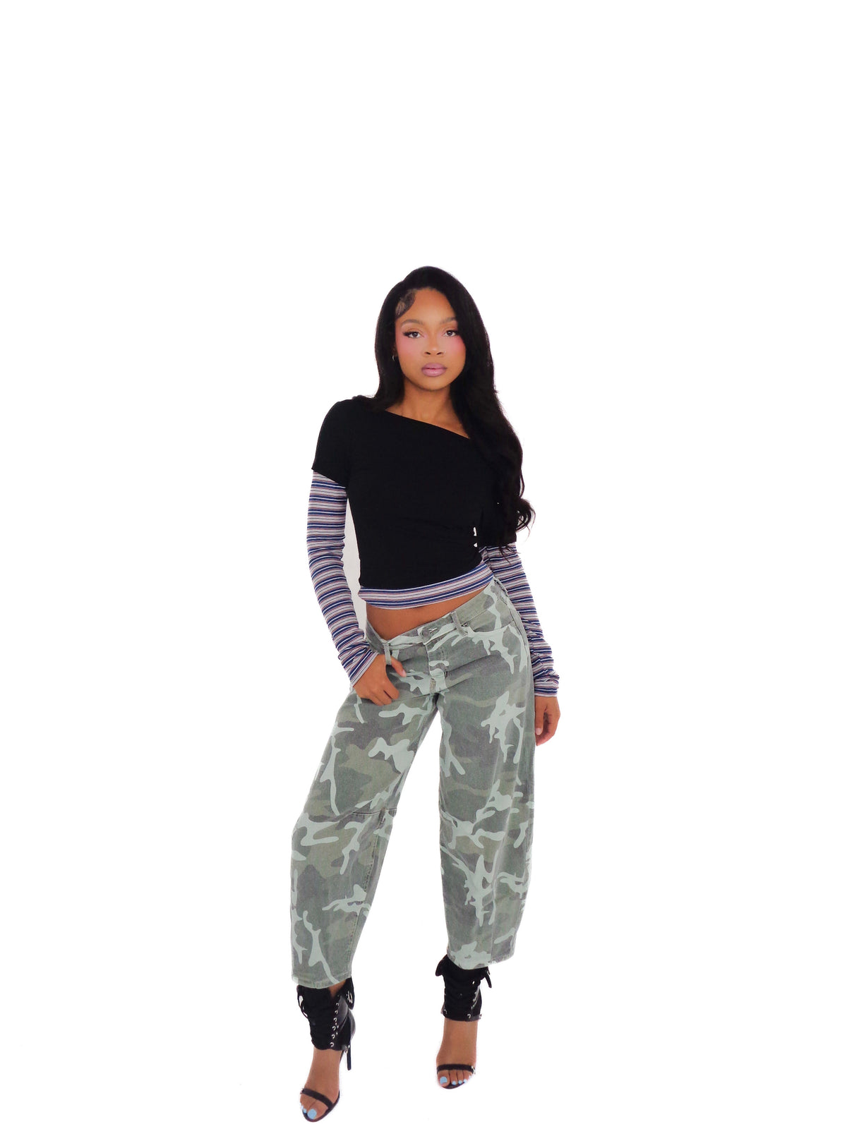 Camo Barrel Crop Jeans