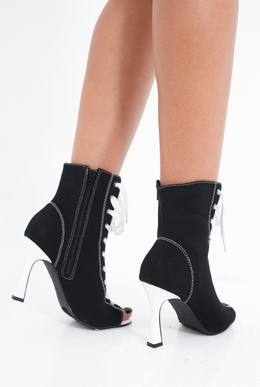 Open Toe Canvas Booties