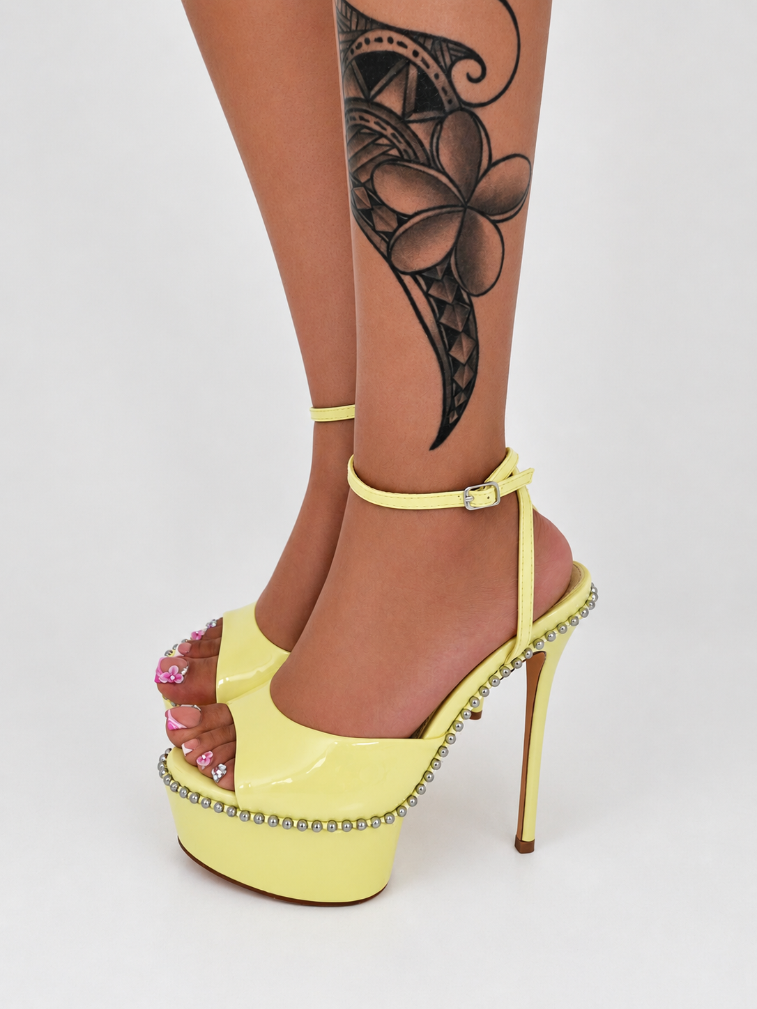 Studded Peep Toe Platform Heel